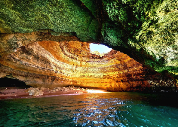 Looking out through a Benagil arch to the Atlantic
